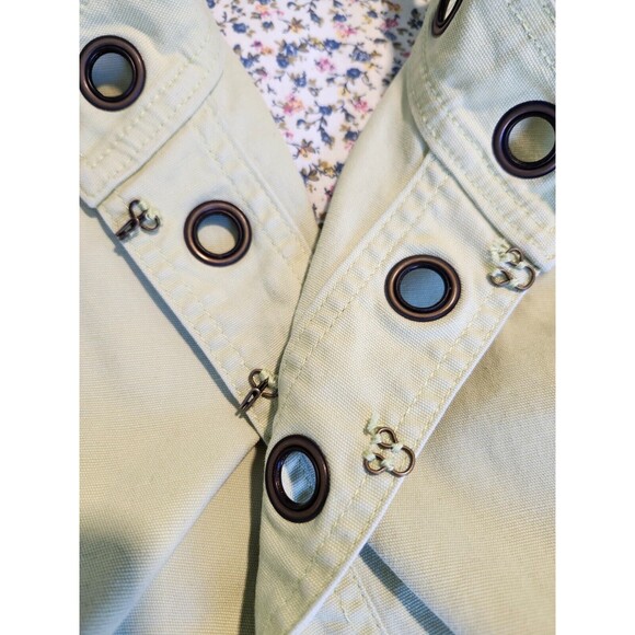 Patchington Chartreuse Green Denim Vest L Cotton Stretch Grommet Detail - Picture 6 of 10